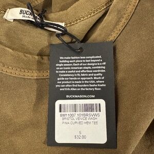 Buck Mason Pima Curved Hem Tee NWT - Bristol Venice Wash - 2 SHIRTS!